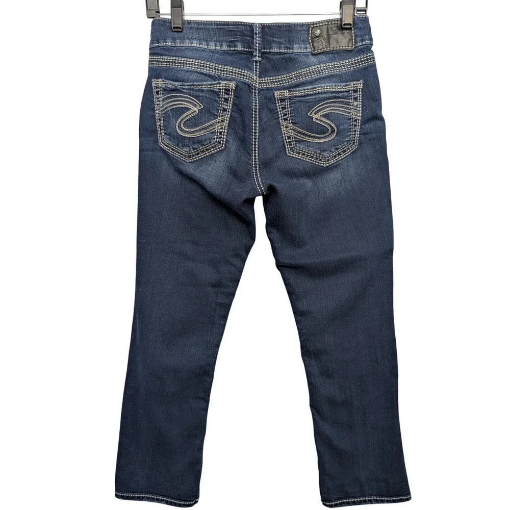 Silver Jeans Co Suki‎ Mid Capri Womens W27 Dark Wash Blue Contrast Stitch L43916